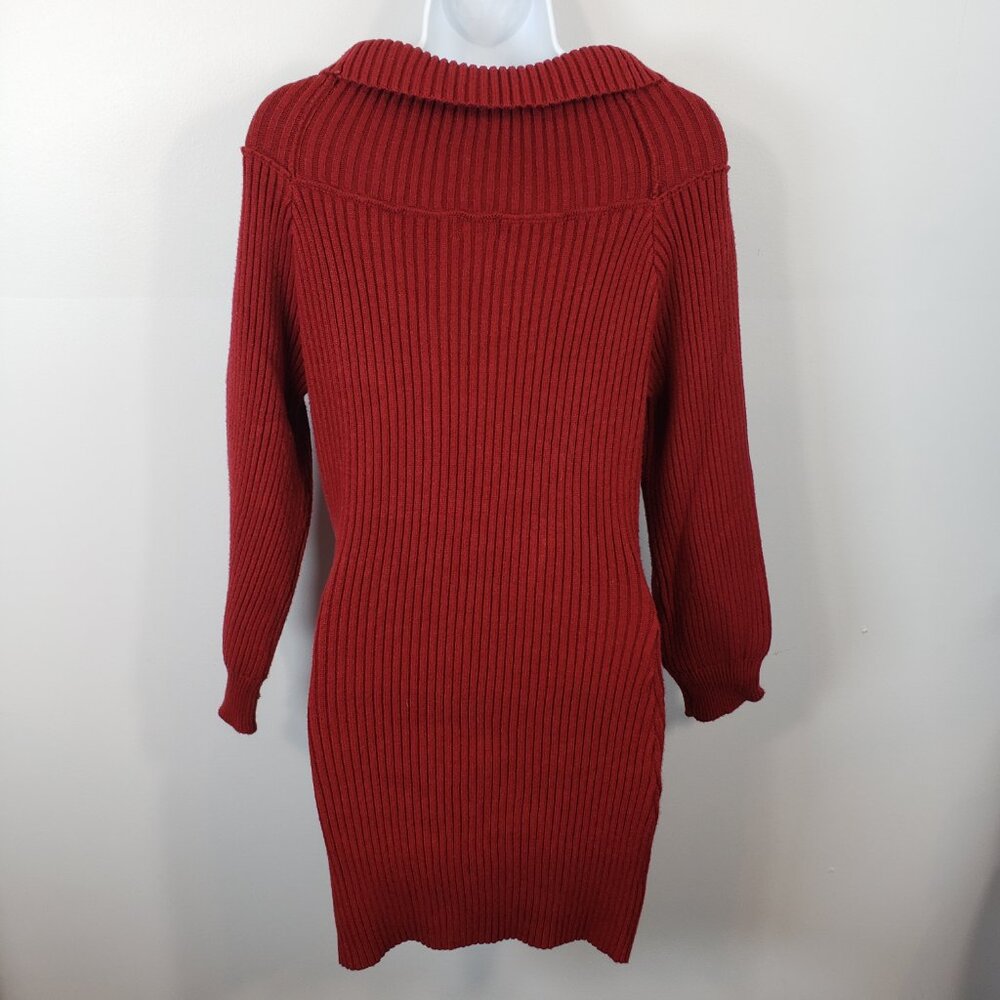 Pink Lily Ribbed Sweater Dress Womens’s Size Small S Deep Red Super Soft / A247 - Picture 5 of 7